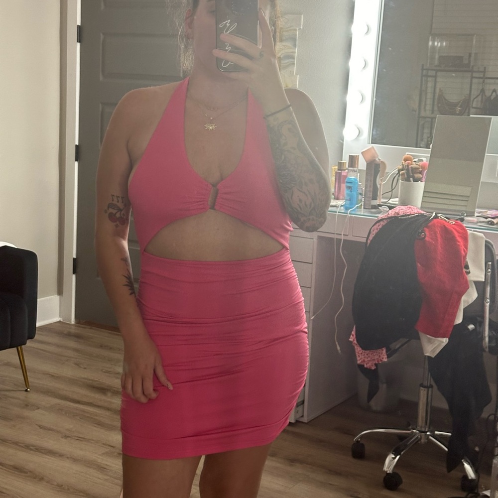 sexy pink open dress